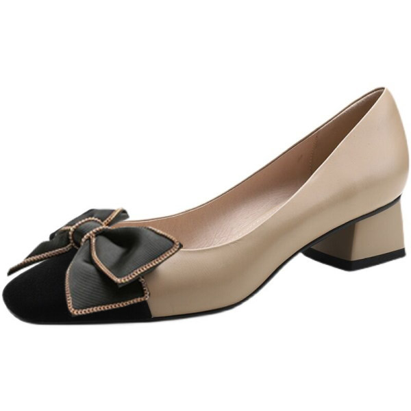 Дамски обувки с ток и панделка 