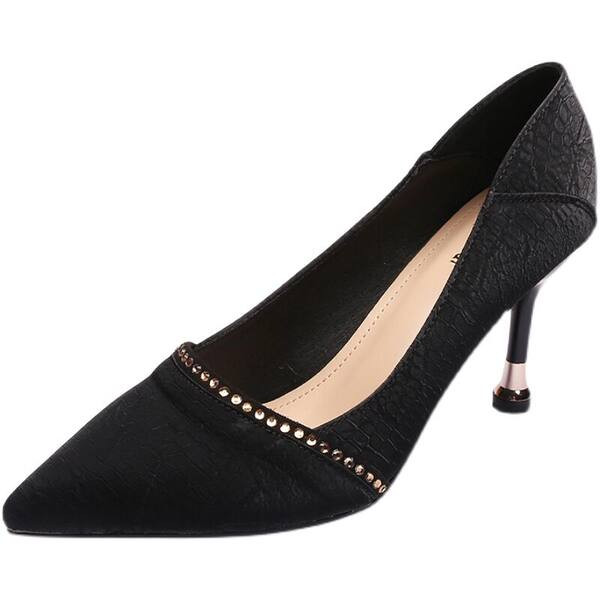 Sieviešu apavi no eko ādas ar plānu papēdi un akmeņiem