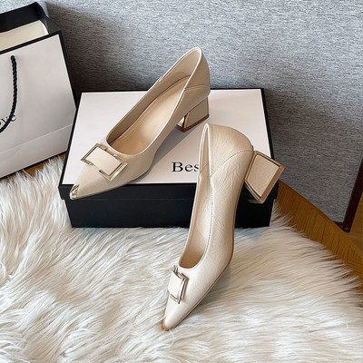 Modernas sieviešu smailas kurpes ar augstu 4cm papēdi