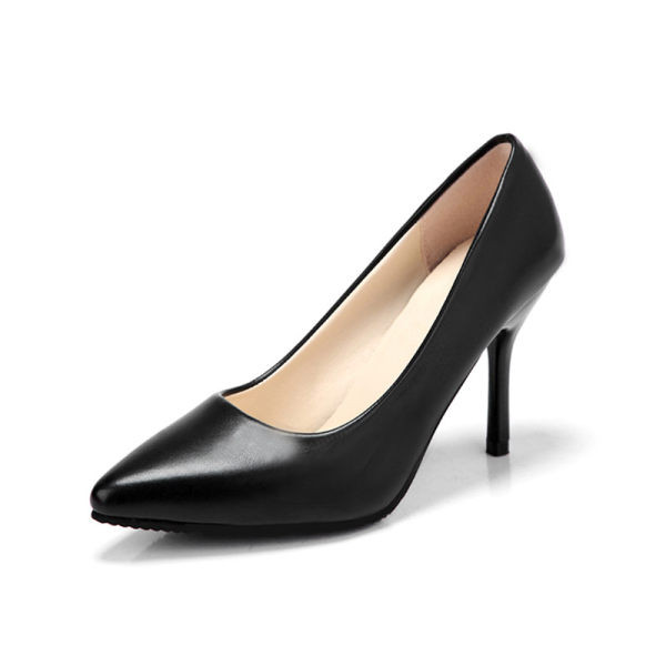 Sieviešu apavi tīrs eko ādas modelis ar plānu papēdi