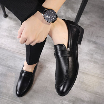 Мъжки обувки от еко кожа -черен и кафяв цвят