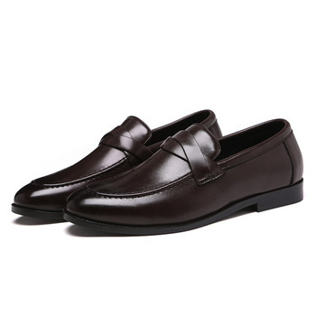 Мъжки обувки от еко кожа -черен и кафяв цвят