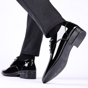 Нов модел официални мъжки лачени обувки с връзки
