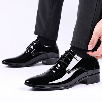 Нов модел официални мъжки лачени обувки с връзки