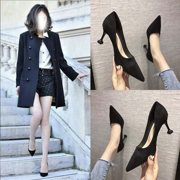 Ženske cipele na visoku petu od eko brušene kože