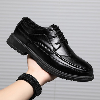 Мъжки обувки от еко кожа с връзки ежедневен модел