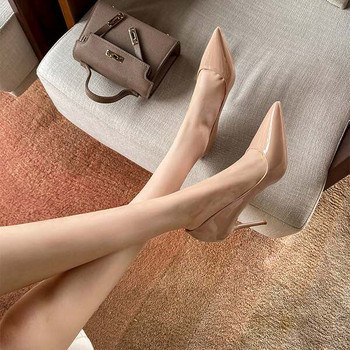 Дамски елегантни обувки от еко кожа с висок ток