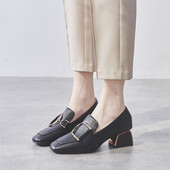 Sieviešu eko ādas apavi ar metāla sprādzi