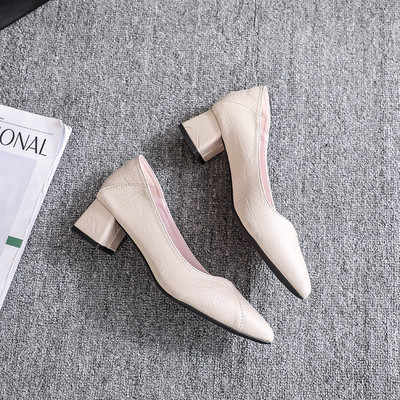 Γυναικεία casual παπούτσια από οικολογικό δέρμα με χοντρό τακούνι