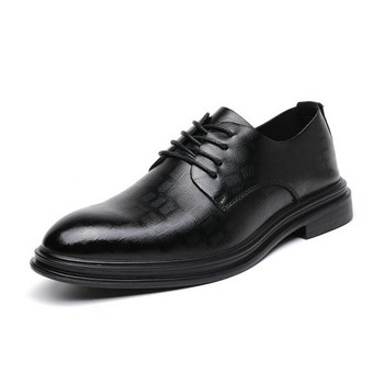 Мъжки официални кожени обувки с връзки нов модел