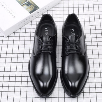 Елегантни мъжки обувки с връзки в черен цвят