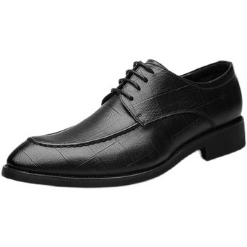 Официални мъжки обувки с връзки и принт от еко кожа