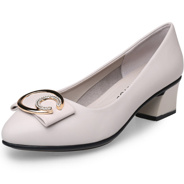 Sieviešu ādas apavi 2022 pavasaris un rudens jauni sieviešu apavi vidēja papēža augsta papēža sieviešu vienvietīgie apavi darba profesionāli darba apavi mātes apavi