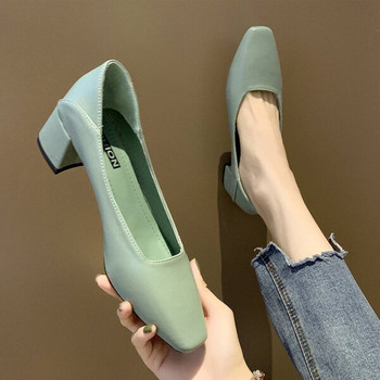 Νέο μοντέλο γυναικεία έκο δερμάτινα παπούτσια με τετράγωνο τακούνι 4,5cm