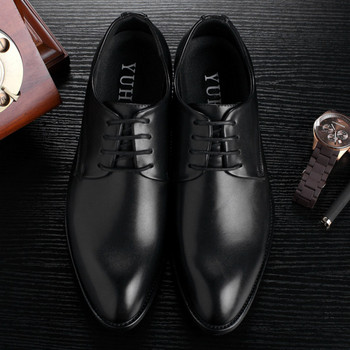 Нов модел мъжки обувки с връзки в черен цвят