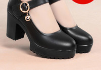 Sieviešu modernas ādas kurpes ar kvadrātveida papēdi 5cm