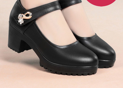 Sieviešu modernas ādas kurpes ar kvadrātveida papēdi 5cm