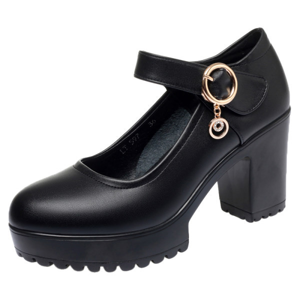 Sieviešu modernas ādas kurpes ar kvadrātveida papēdi 5cm