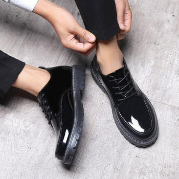Нов модел мъжки кожени обувки в черен цвят