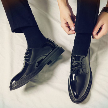 Модерни мъжки заоблени обувки два модела с връзки