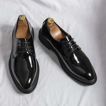 Модерни мъжки заоблени обувки два модела с връзки