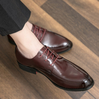 Официални мъжки обувки с връзки -еко кожа 