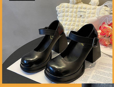 Ikdienas sieviešu ādas apavi ar augstu 10cm kvadrātveida papēdi