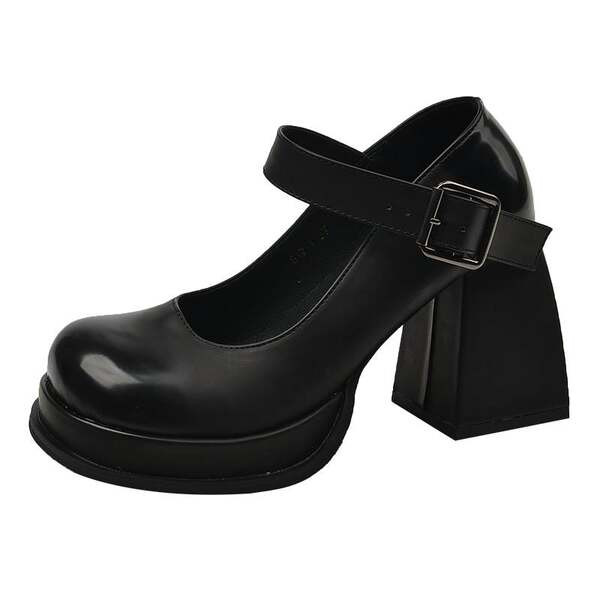 Ikdienas sieviešu ādas apavi ar augstu 10cm kvadrātveida papēdi