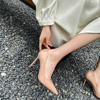 Модерни дамски заострени обувки с висок тънък ток 5см 