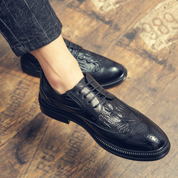 Модерни мъжки обувки с връзки от изкуствена кожа