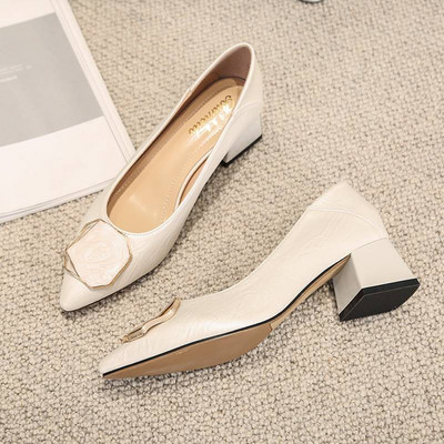 Jauns sieviešu smailo apavu modelis ar kvadrātveida 5cm papēdi