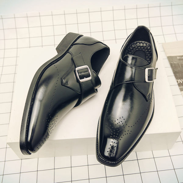 Svečane muške cipele od retro eko kože s metalnom kopčom