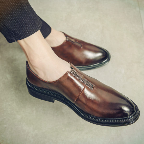 Modes vīriešu noapaļoti apavi no eko ādas un ar rāvējslēdzēju