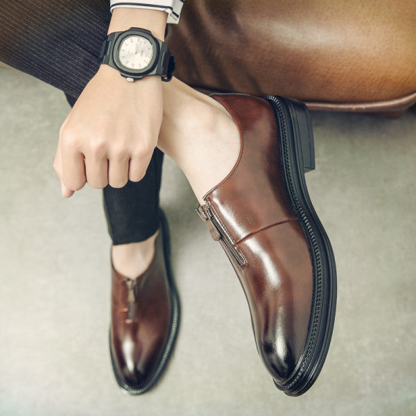 Modes vīriešu noapaļoti apavi no eko ādas un ar rāvējslēdzēju