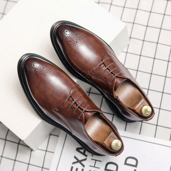 Есенни официални мъжки обувки от еко кожа -с връзки