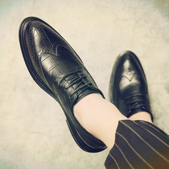 Ανδρικά επίσημα παπούτσια από οικολογικό δέρμα με κορδόνια νέο μοντέλο