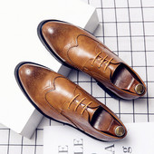 Vīriešu eko ādas apavi ar smailiem purngaliem ar šņorēm