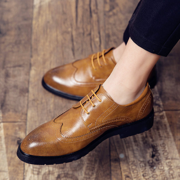 Vīriešu eko ādas apavi ar smailiem purngaliem ar šņorēm