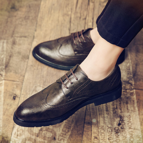 Vīriešu eko ādas apavi ar smailiem purngaliem ar šņorēm