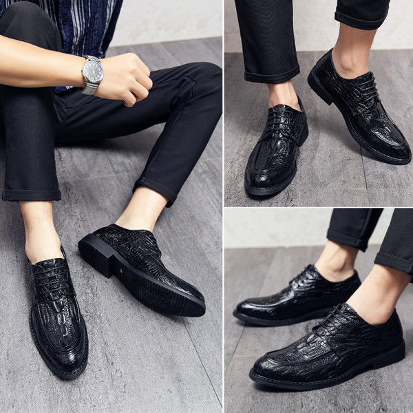 Eko bőrből készült formális férfi cipő állatmintával