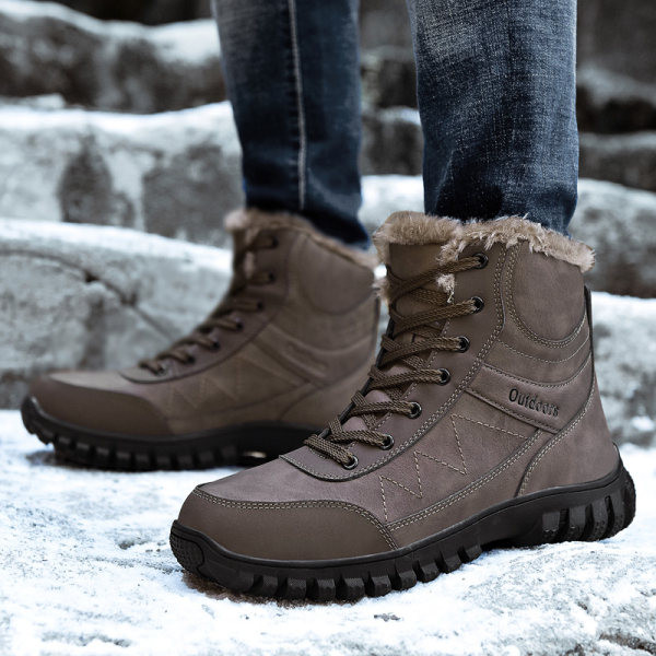 Vīriešu ziemas pārgājienu zābaki ar biezu samta oderi