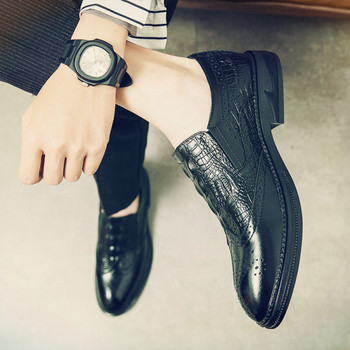 Нов модел мъжки кожени обувки в черен и кафяв цвят