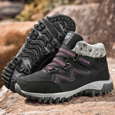 Ziemas pārgājienu zābaki no eko zamšādas ar dūnām