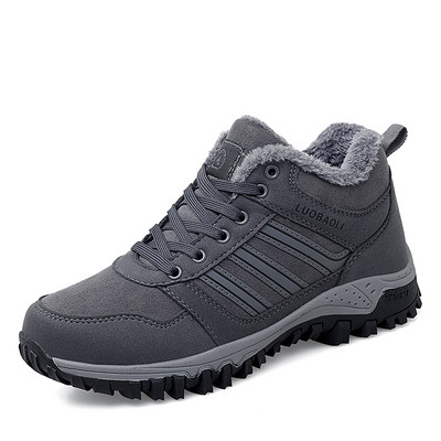 Vīriešu ziemas polsterēti pārgājienu zābaki ar uzrakstiem un šņorēm