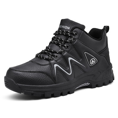 Vīriešu pārgājienu apavi no eko ādas - melnā un pelēkā krāsā