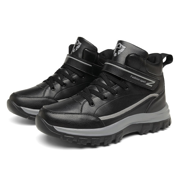 Χειμερινές μπότες πεζοπορίας από οικολογικό δέρμα με κούμπωμα και φόδρα με velcro