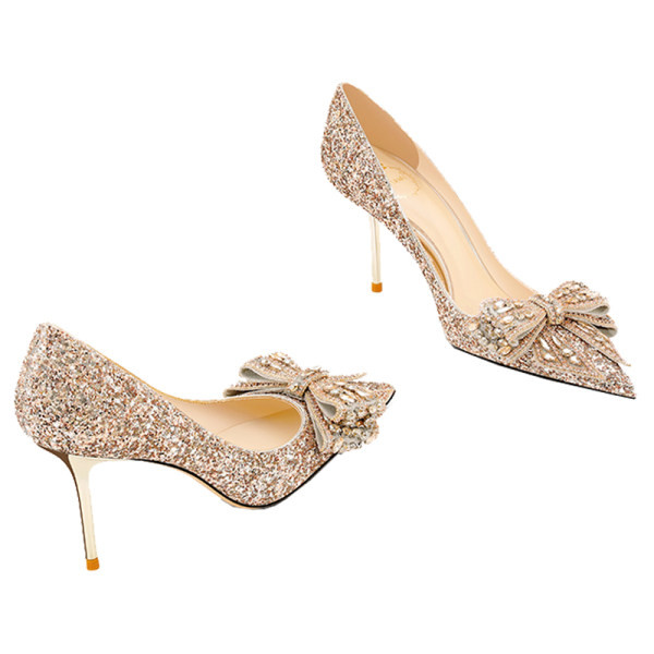 Μοντέρνα γυναικεία παπούτσια με κορδέλα και πέτρες