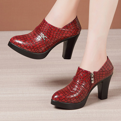 Ženske cipele na visoku petu s patentnim zatvaračem i postavom