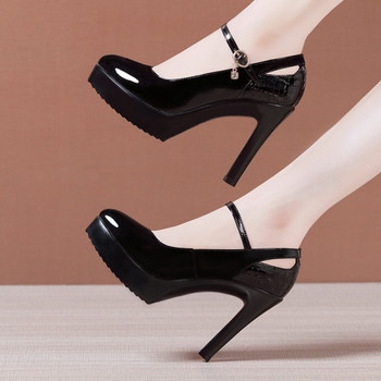 Нов модел дамска кожени обувки с висок 11см ток