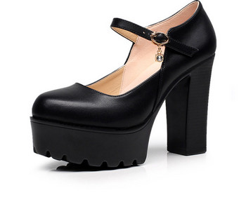 Модерни дамски обувки с висок квадратен ток 11см ток
